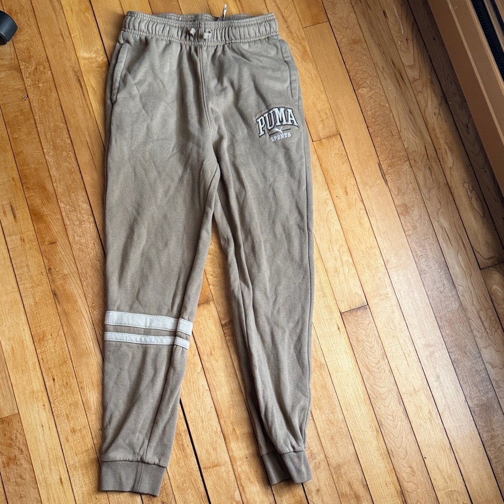 Puma Beige Track Pants with Logo